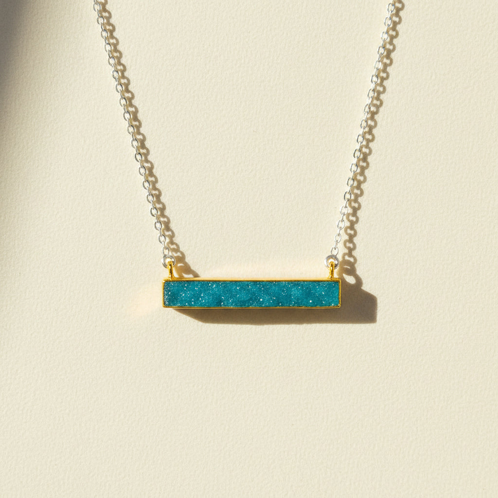 Two-Tone Druzy Bar Necklace