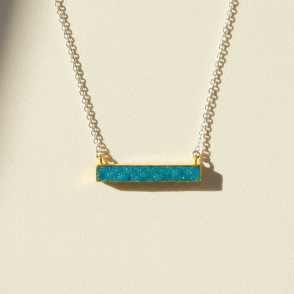 Two-Tone Druzy Bar Necklace