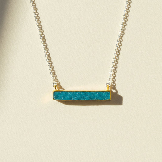 Two-Tone Druzy Bar Necklace
