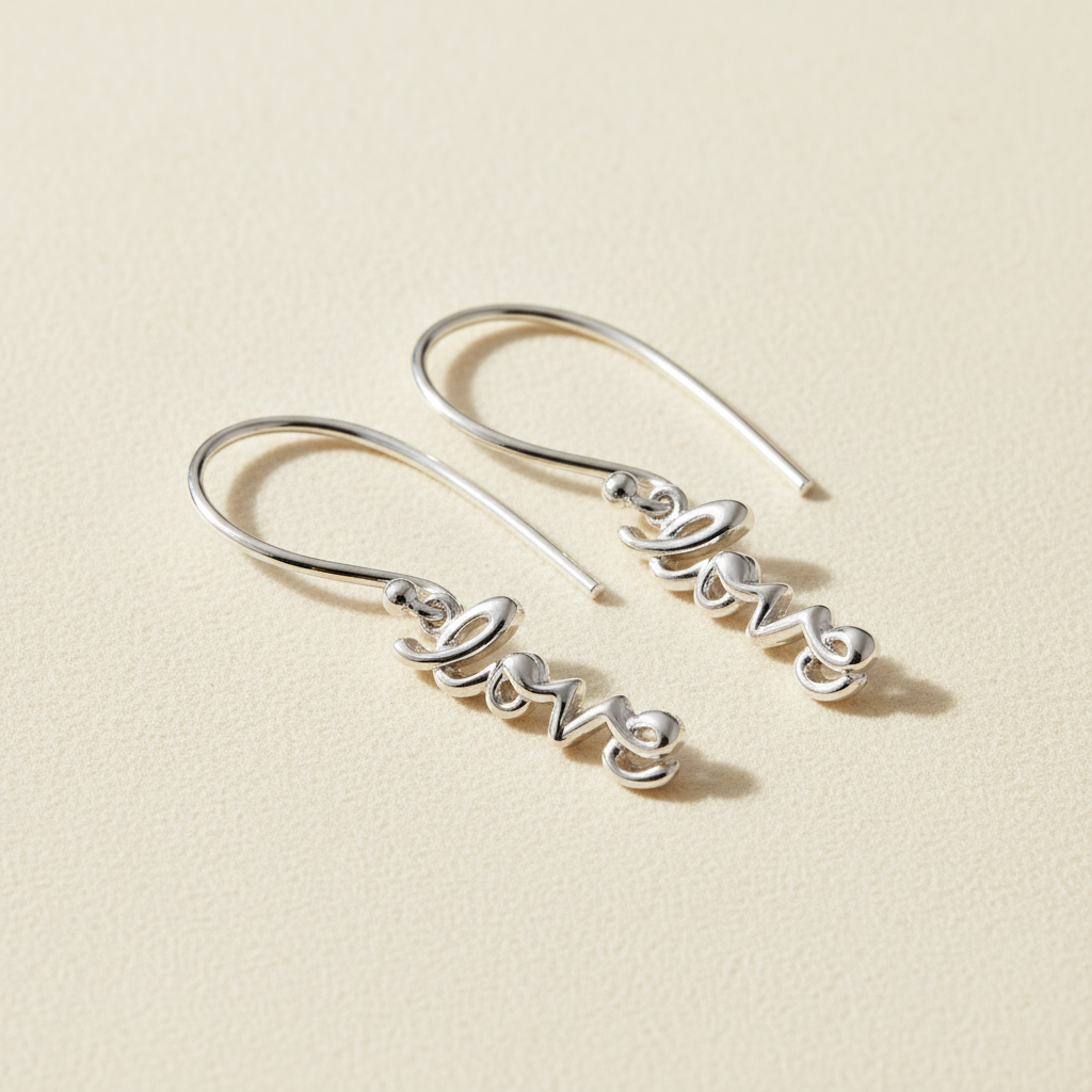 Scripted Love Dangle Earrings