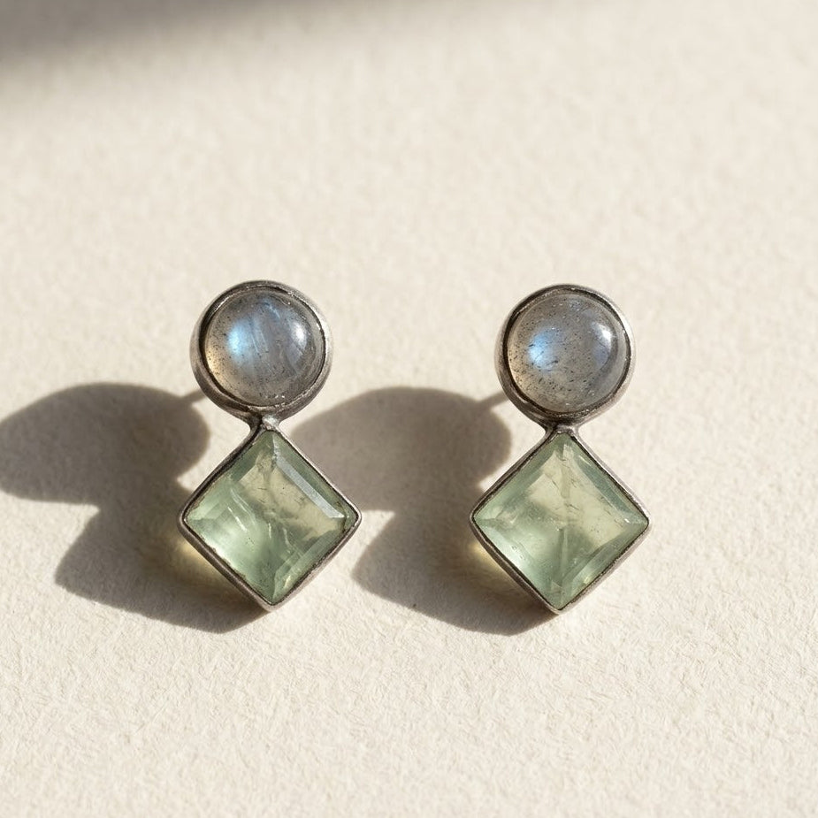 Double Stone Stud Earring