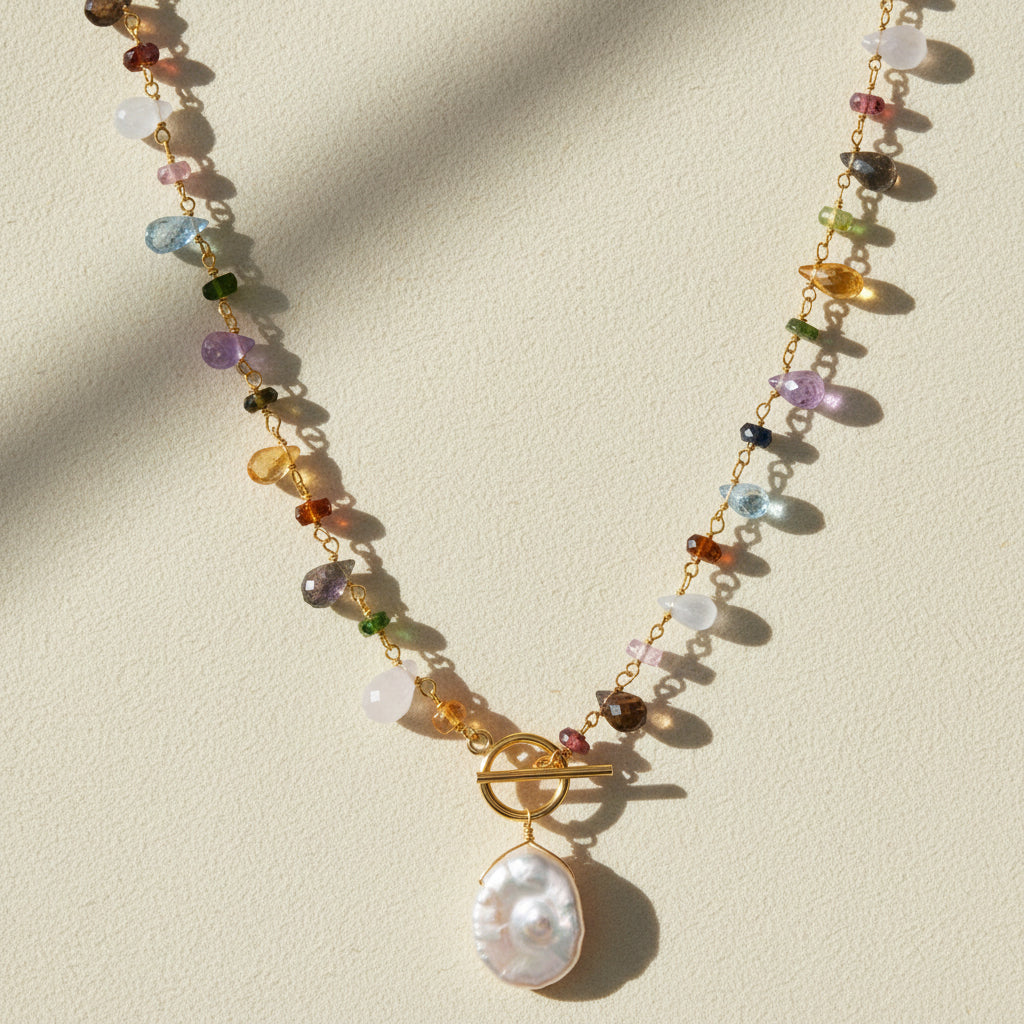 Keshi Pearl Wildflower Toggle Necklace