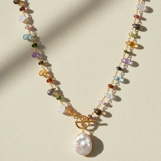 Keshi Pearl Wildflower Toggle Necklace