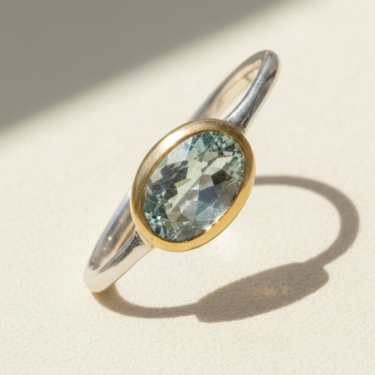 Two-Tone Aquamarine Ring