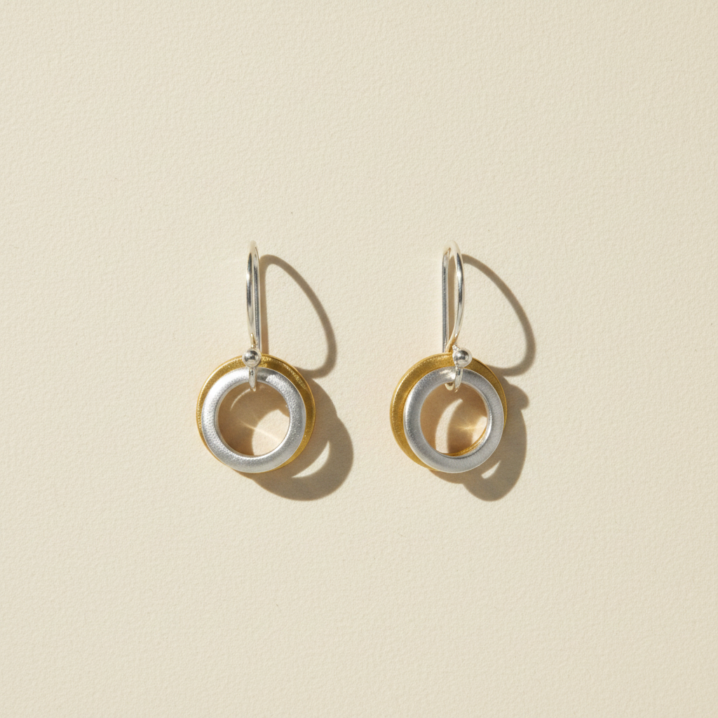 Two-Tone Little Circles Earrings
