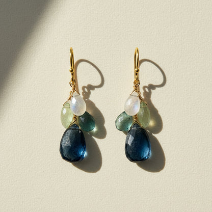 Blues and Greens Cluster Earrings