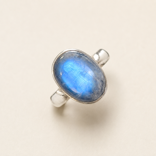 Oval Rainbow Moonstone Sterling Silver