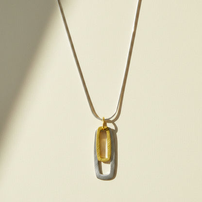 Two-Tone Double Rectangles Necklace