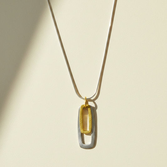 Two-Tone Double Rectangles Necklace