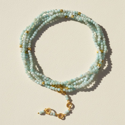 Larimar Gemstone Sparkle Wrap Bracelet/Necklace