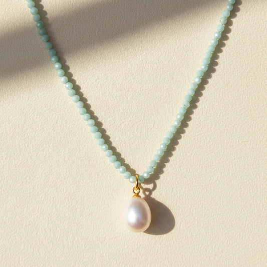 Larimar Pearl Choker Necklace