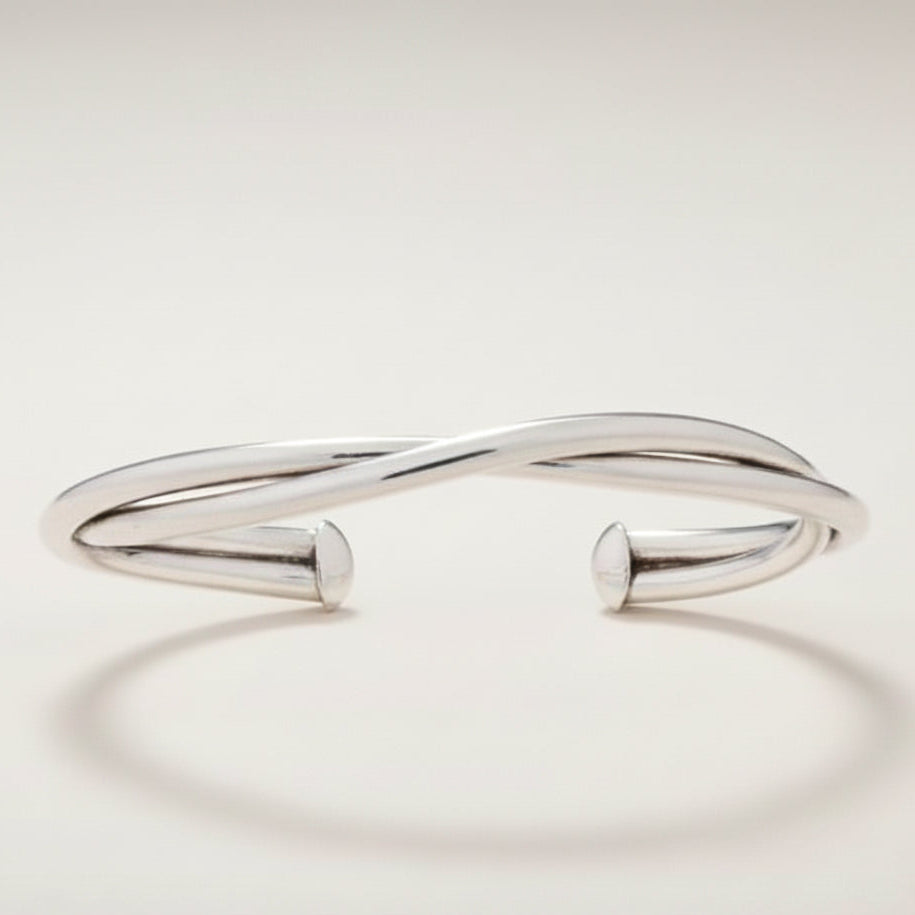 Twisted Tubes Hammered Cuff Bracelet