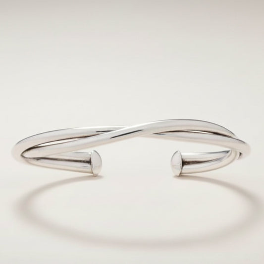 Twisted Tubes Hammered Cuff Bracelet