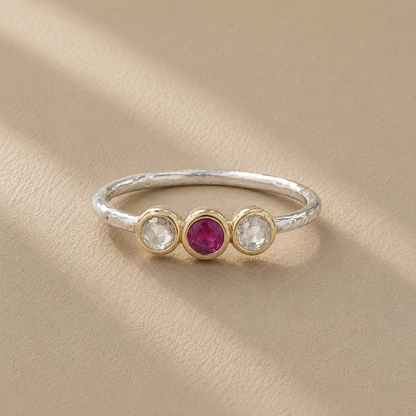 Delicate Ruby & Diamond Circles Ring