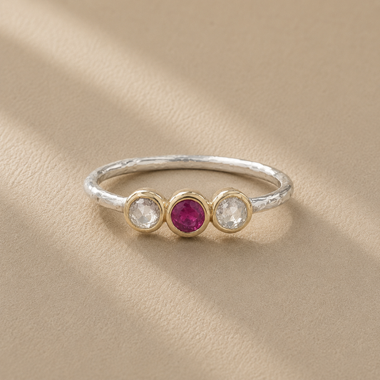 Delicate Ruby & Diamond Circles Ring