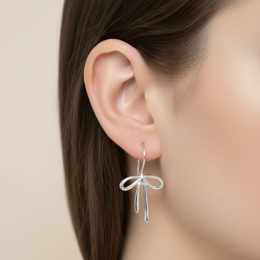 Bow Tie Ribbon Drop Earrings