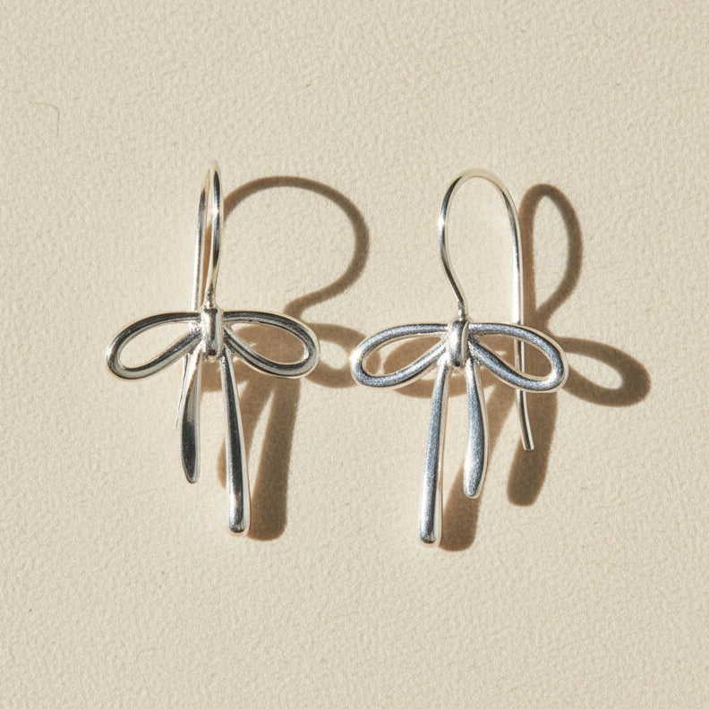 Bow Tie Ribbon Drop Earrings