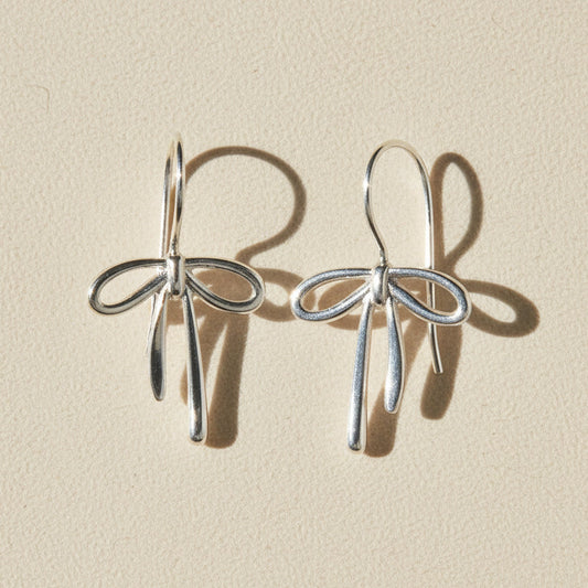 Bow Tie Ribbon Drop Earrings