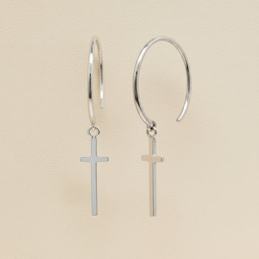 Dainty Cross Hoop Earrings