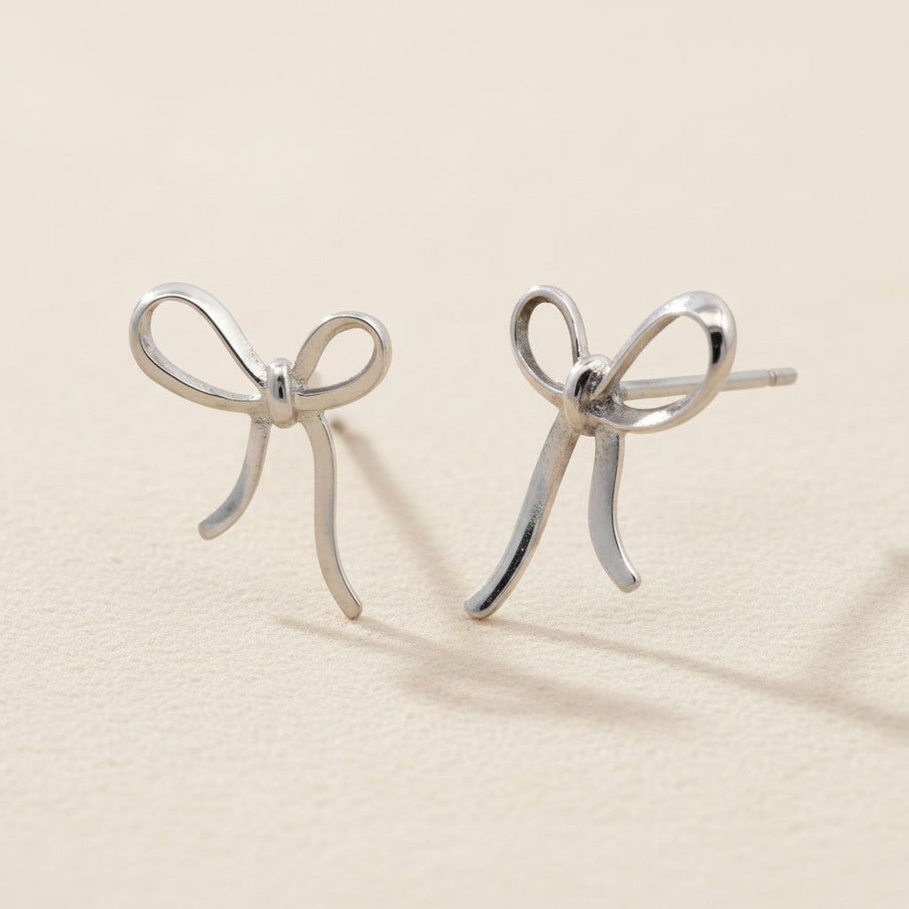 Dainty Minimal Ribbon Stud Earrings