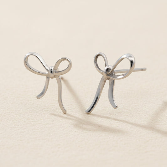 Dainty Minimal Ribbon Stud Earrings