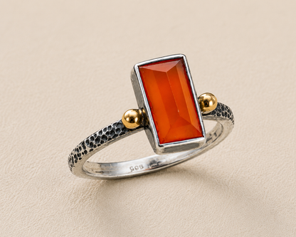 Carnelian Brass & Sterling Ring