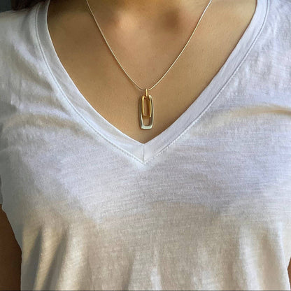 Two-Tone Double Rectangles Necklace