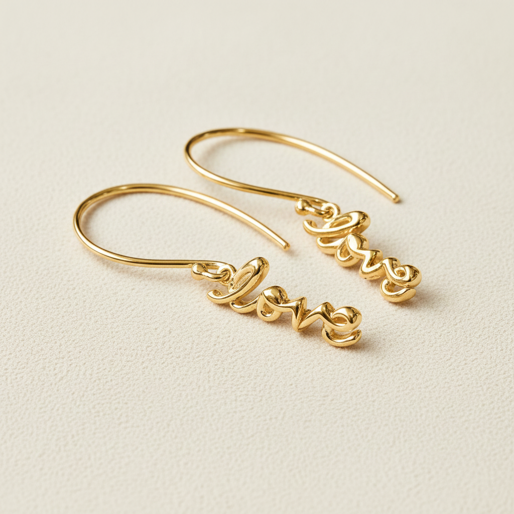 Scripted Love Dangle Earrings