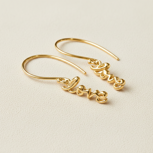 Scripted Love Dangle Earrings