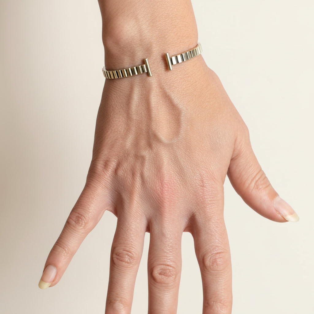 Hand Carved Striped Cuff Bracelet