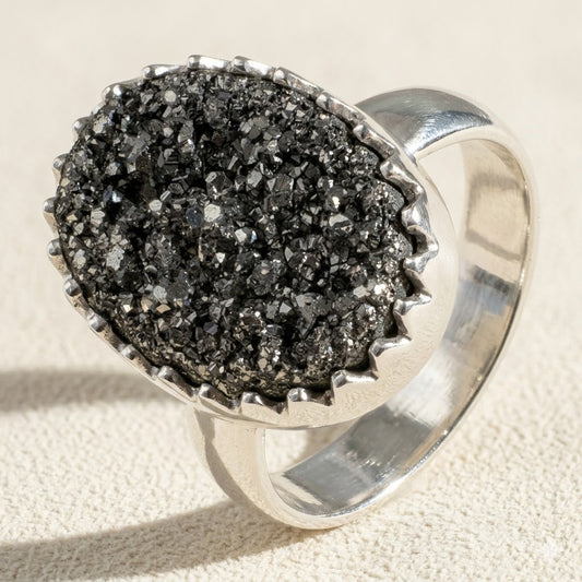 Large Oval Druzy Ring