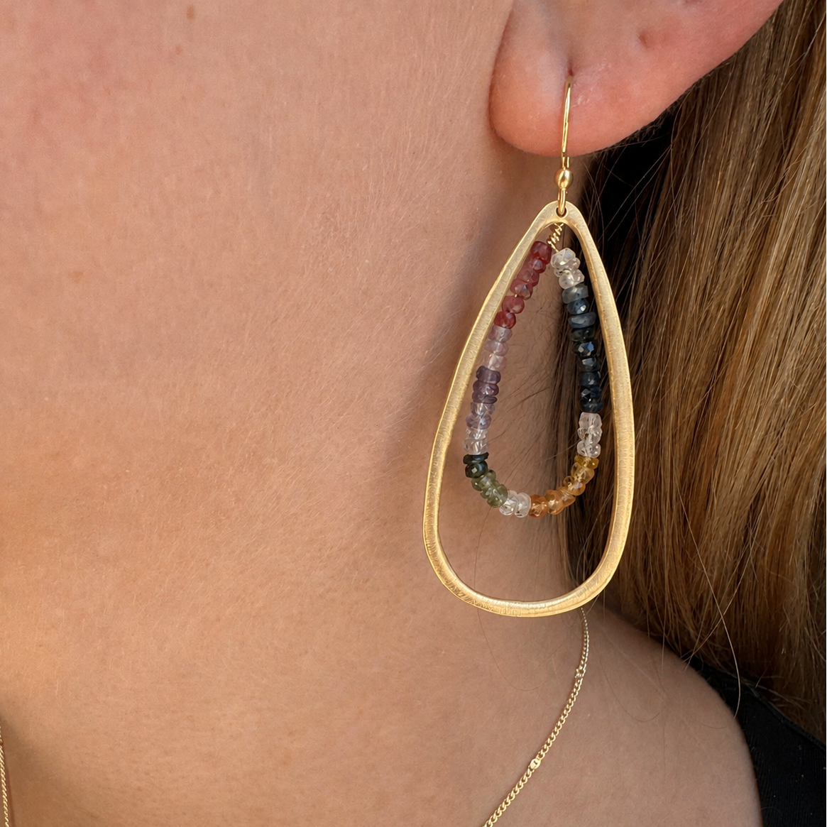 Multicolor Sapphire Teardrop Earrings