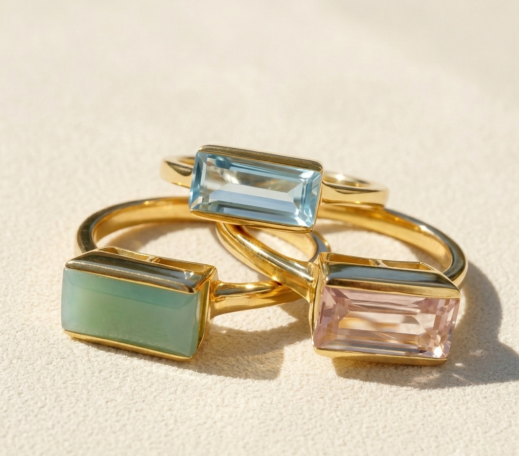 Emerald Cut Solitaire Ring in Gold Vermeil
