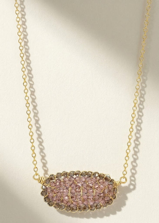 Rose Pave Pendant Necklace
