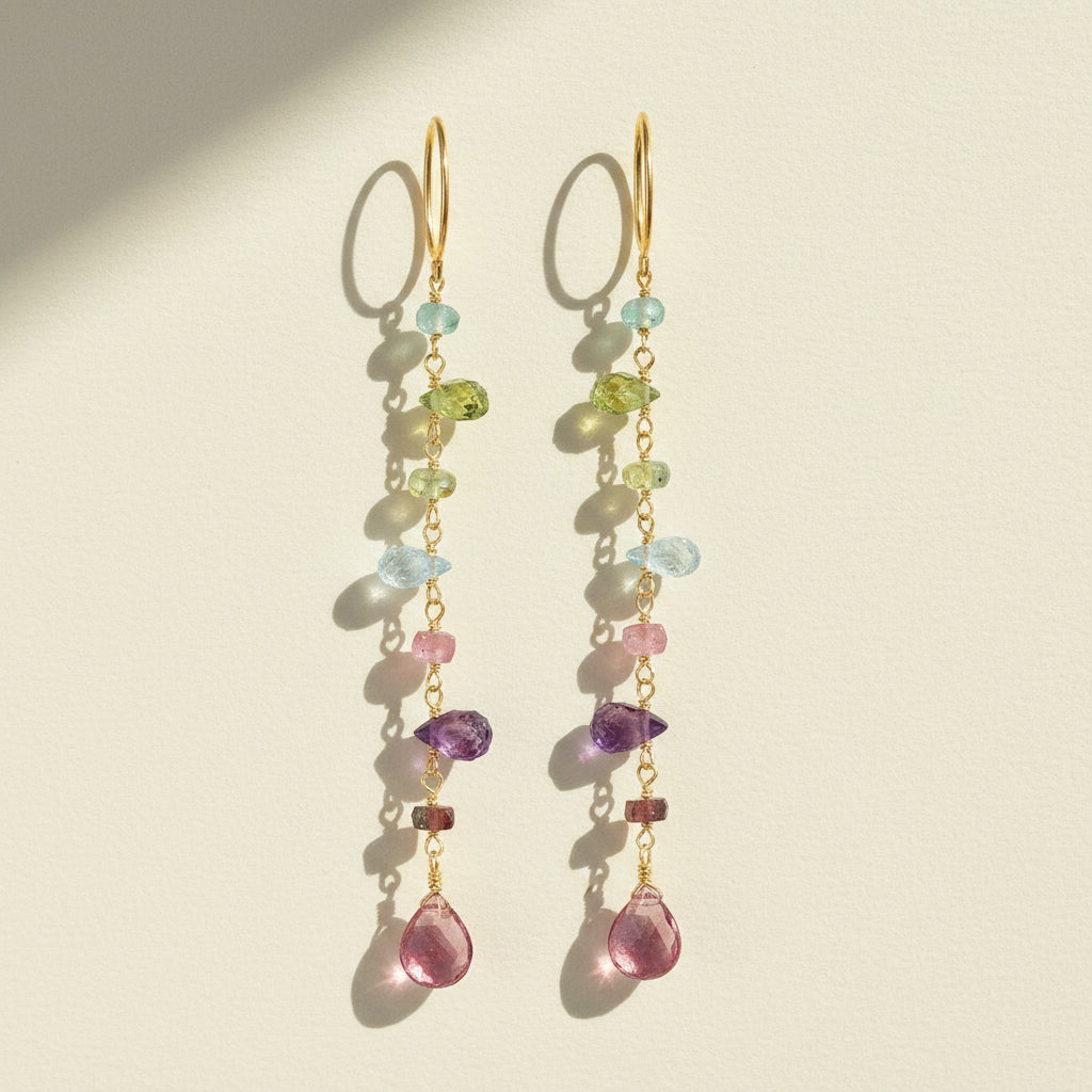Pink Topaz Wildflower Dangle Earrings