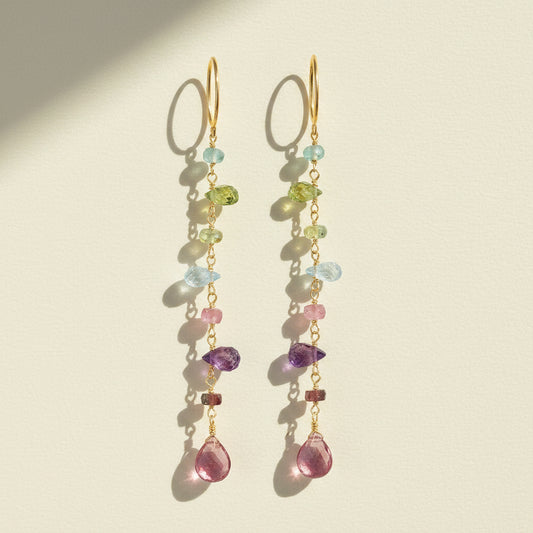 Pink Topaz Wildflower Dangle Earrings