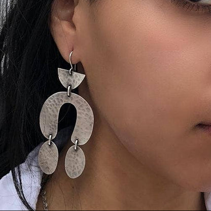Large Hammered Mid-Century Drop Earrings
