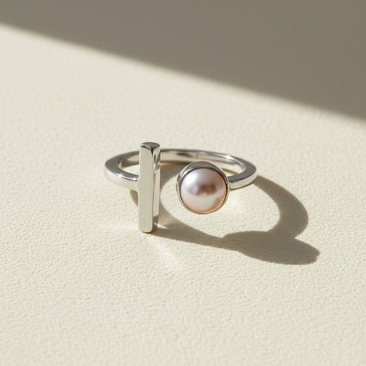 Pearl-Set Bar Ring