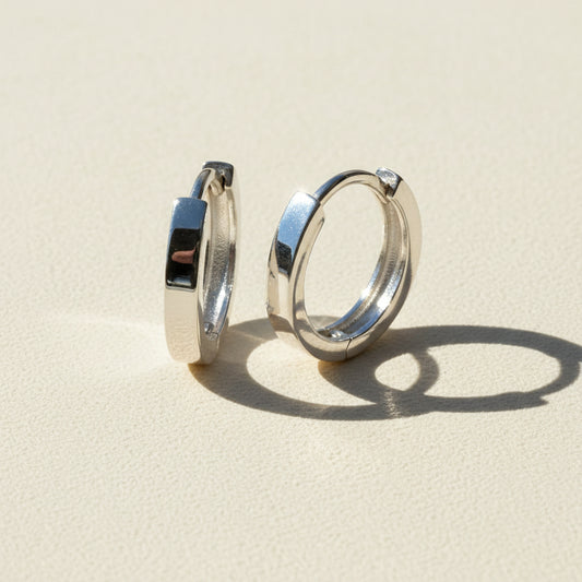Narrow Huggie Hoop Earrings