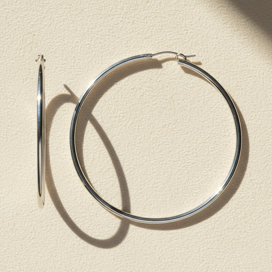 Large Sterling Silver Tube Hoop Earrings