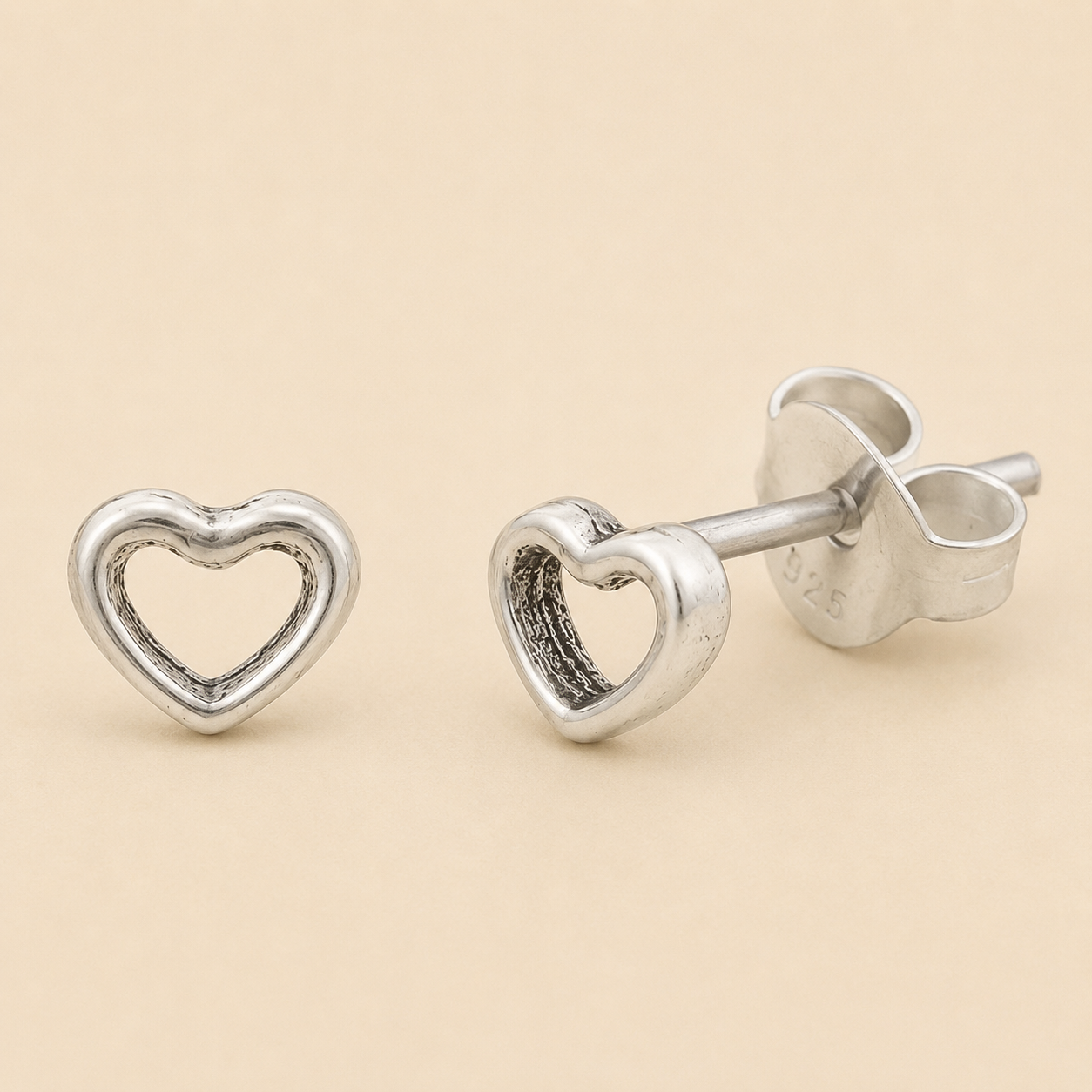 Open Heart Stud Earrings