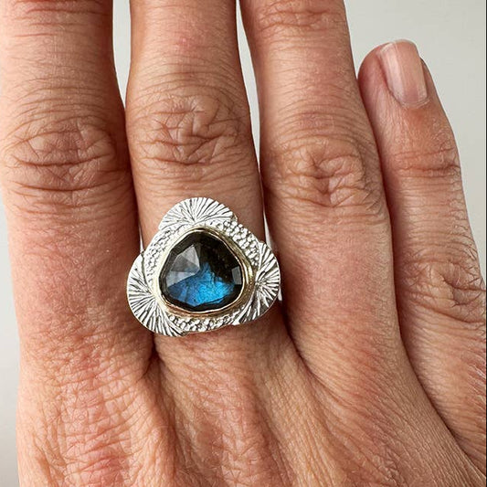 Contemporary Mixed Metal Labradorite Tidepool Ring