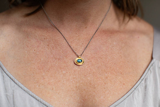 Oval Well Necklace in Mixed Metals
