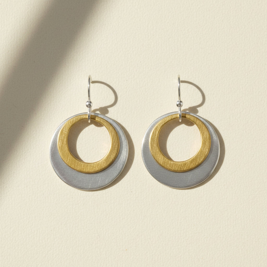 Two-Tone Double Circles Earrings