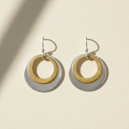 Two-Tone Double Circles Earrings