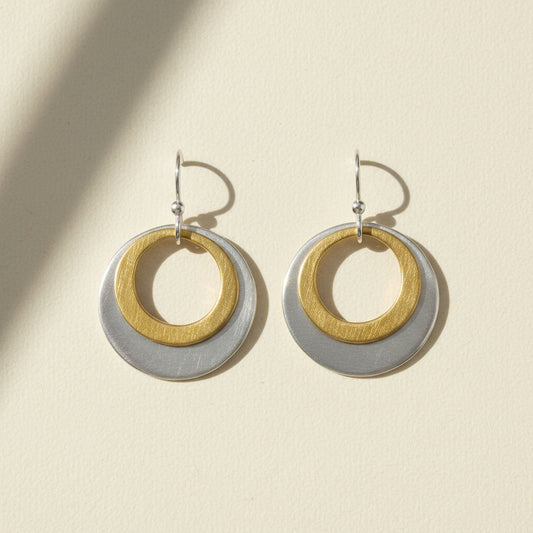 Two-Tone Double Circles Earrings