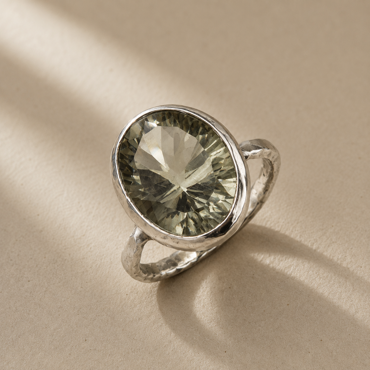 Oval Green Amethyst Statement Ring