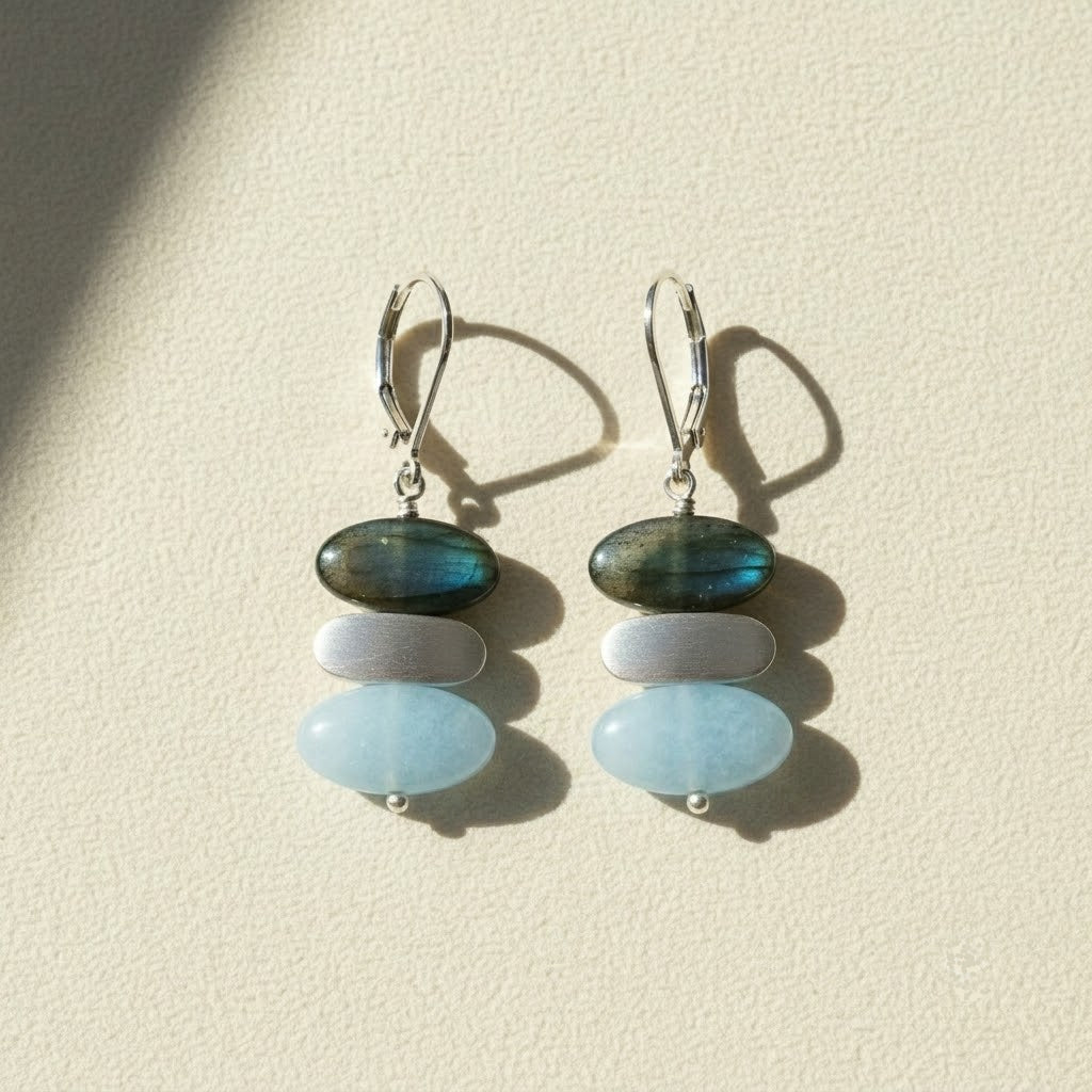 Oval Gemstones Earrings