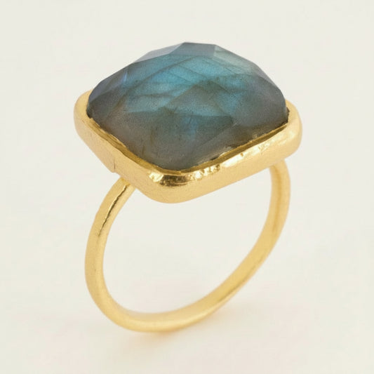 Faceted Labradorite Gold Vermeil Ring