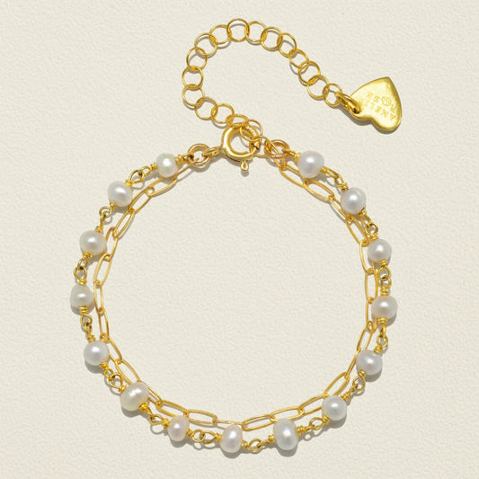 Freshwater Pearl Paperclip Bracelet